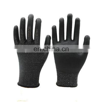 HPPE Seamlessly Knitted Anti Cut Gloves With Micro Foam Nitrile Finish Cut Resistant Gloves Level 5 Class D For Steel Industry