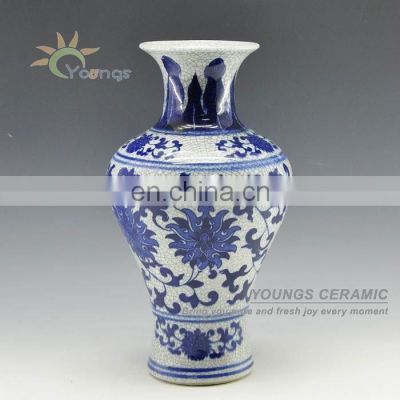 Ceramic Decorative Crackle Blue White Fish Vase