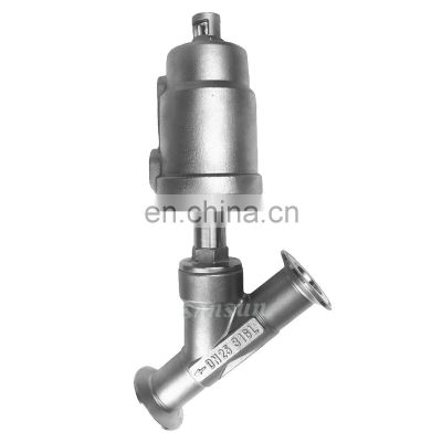 Sanitary Tri-Clamp Angle seat Valve with Stainless Steel Pneumatic Actuator
