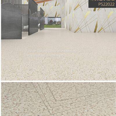 Imitation stone pattern PVC floor shopping mall shop stone plastic floor tile meeting room cement grey rubber board Foshan wholesale