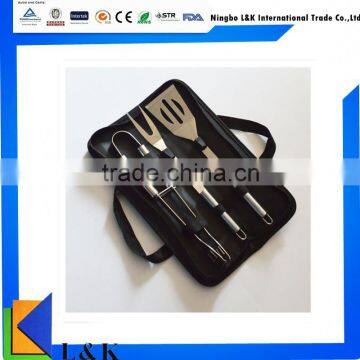 3 pieces stainless steel bbq charcoal set, kitchen set