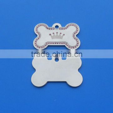 bone shape crystal crown dog tags