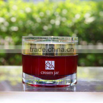 50ml Red and Gold cap plastic acrylic jar for skincare cream