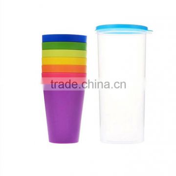 food grade eco friendly rainbow color 8 water cups set