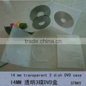 14mm transparent 3 disc DVD case