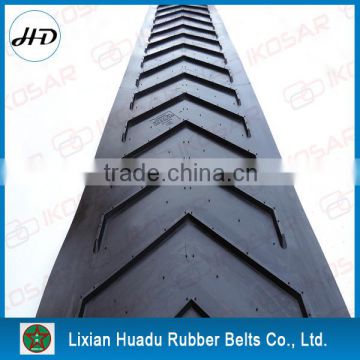 herringbone pattern skidproof rubber conveyor belt with embossing on the belt