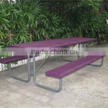 Powder coated outdoor wholesale picnic table with metal frame