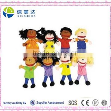 Plush Kids Hand Puppets Set of 8 Multi-Ethnic Educational Puppets