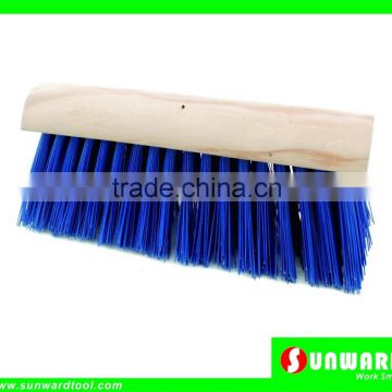 Round Wooden Block Scavenger Broom with Single Tapered Handle Hole,350mm