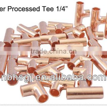 Water Processed 1/4" TEE(No Lead) copper fittings