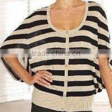 Ladies Stripe Cardigan Sweater