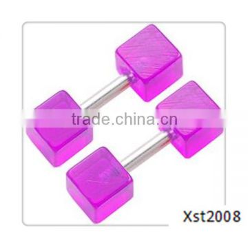 square stainless steel pink ear fake piercing expander