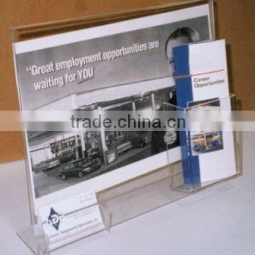 acrylic sign holder with brochure and business card pockets