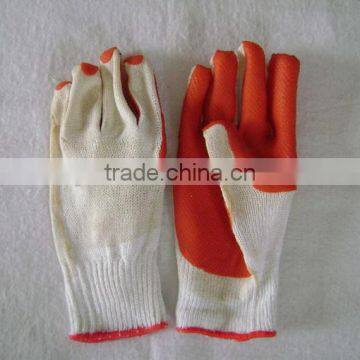 Bleached white cotton latex glove