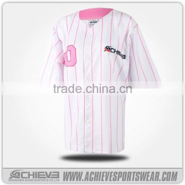 custom sublimation pink baseball jersey