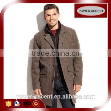 Customized Wool Notched Collar Mens Down Jacket Waterproof Coat