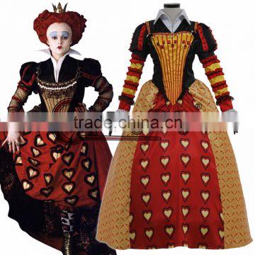 Alice In Wonderland Red Queen of Hearts Dress Delux Fancy Party Cosplay Costume