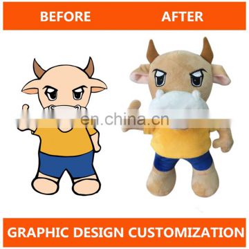 Factory custom stuffed cheap cow shape plush toy