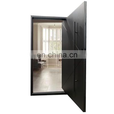 Factory price heavy duty wrought iron frame main entry big space security center hinge modern metal pivot door