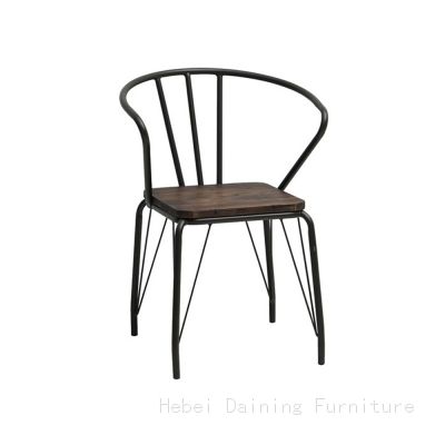 Black Metal and Wood Armchairs DC-M16