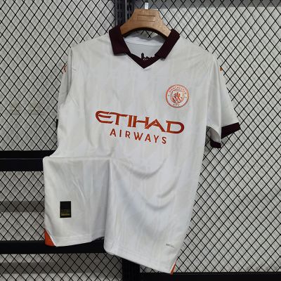 23-24 Manchester City away jersey fan edition De Bruyne player edition white football jersey short sleeved top customization