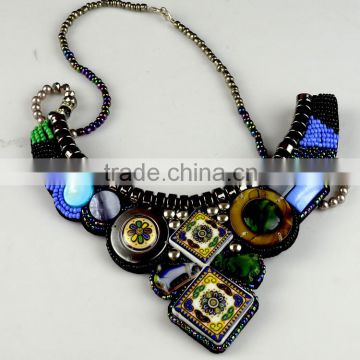 Fashion designs colourful native style pendant applique, collar beads trimming for neck decoration