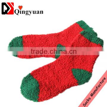 custom soft warm microfiber polyester christmas indoor socks with sntislip socks in lovely cartoon design