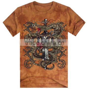 3d dragon printing orange short sleeve mens t shirt manufacture