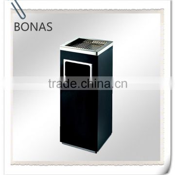 Fire resistant stainless steel dustbin with ashtray