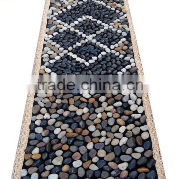Pebble Foot Massage Mat 40*150mm BLACK Square blanket Smooth Colorful Natural Stone