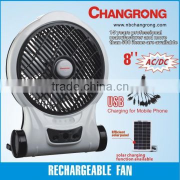 mini Rechargealbe emergency 8'' desk / table fan with LED light CR-8208