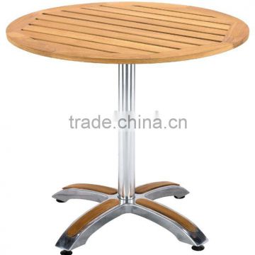 Aluminum table with wooden top