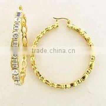 Brass Wholesale 14k Gold Plated Crystal Earring Design