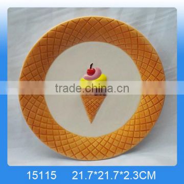 Decorative ice cream shaped ceramic plate custom with logo