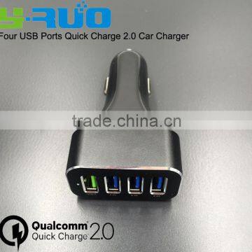 High speed [Qualcomm Certified] Quick Charge QC 2.0 Four Ports Car Charger for Smartphone with 5V 9V 12V output