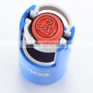 blue and round preety office rubber stamp