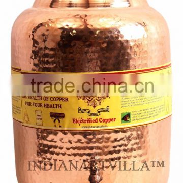 Handmade Pure Copper - 6.5 Liter Water Pot Storage Water Tank With Tap Kitchen Home Garden Good Health Benefits Yoga, Ayurveda