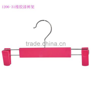 Pink Smooth Surface Rubberized Pant Hangers With Clips