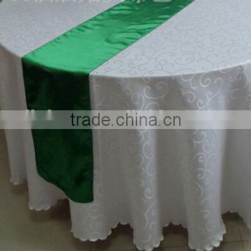 Polyester satin table runner for banquet and wedding event shining green