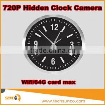 New wall clock camera spy hidden 720P wifi 64g card max 1 way audio wifi clock camera