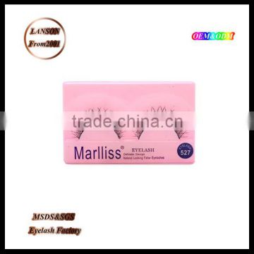 Top quality silk false eyelashes/ Marlliss blink 527 strip lashes/custom eyelash packaging