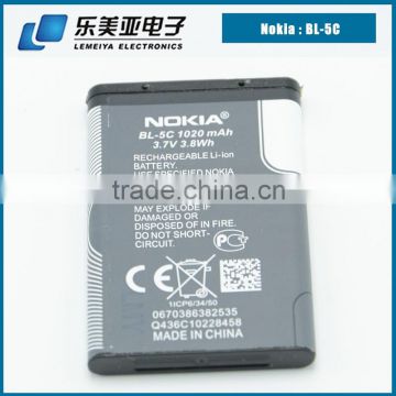 Factory Wholesale Mobile Phone Battery for Nokia 3.7V 1020mAh BL-5C Battery