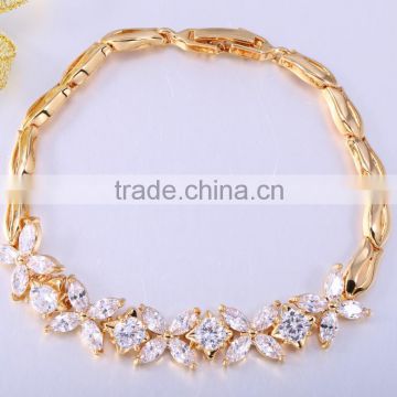 High quality AAA stone brass bracelet,women gold bracelet christmas gift