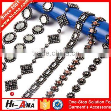 hi-ana rhinestone3 Manufacuring oeko-tex standard Yiwu pearl beaded lace trim