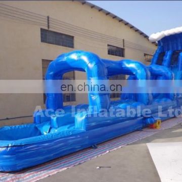 Best seller ocean blue giant inflatable water slide with long slideway and pool