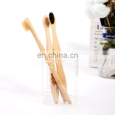 2021 19cm Wavy Bamboo Handle Toothbrush  Eco- friendly Charcoal PBT Bristles with 40 Holes