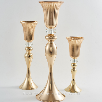Wedding Gold Road Leader Flower Tall Table Vase Stand For Wedding Center Piece Decoration