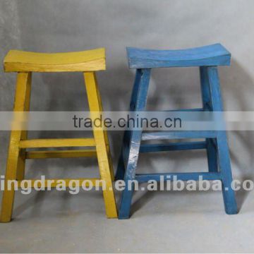 Chinese antique furniture pine wood Shanxi yellow/red/blue/black/green color bar stool