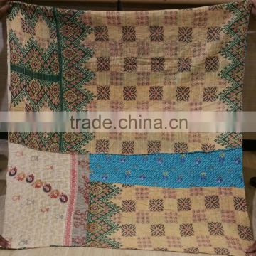 Multi Color Patterened Kantha Sheet With Patch Work