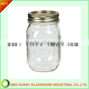 Glass Mason Jar with gold lid With butterfly letter